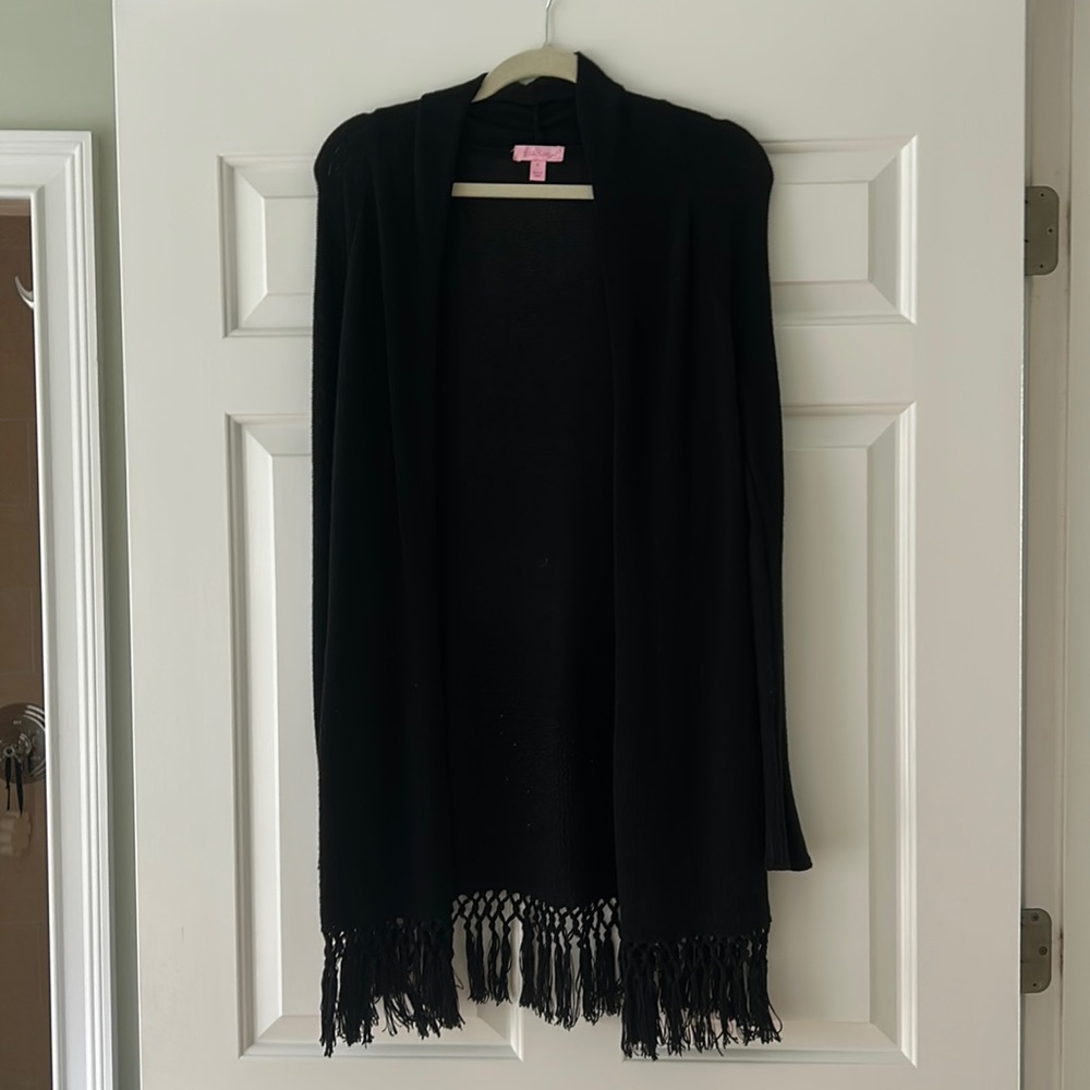 Black Lily Pulitzer fringed cardigan sweater